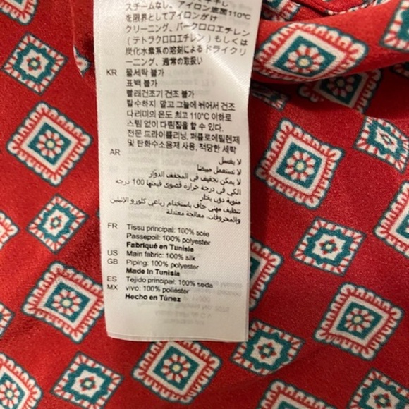 Sandro Red Geometric Print Silk Mini Dress Size 4 - Picture 15 of 15